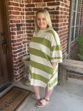 RUGBY STRIPE WASHED TERRY DRESS