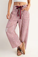 Striped Drawstring Barrel Pants
