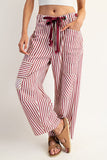 Striped Drawstring Barrel Pants
