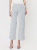 High Rise Patch Pocket Crop Striped Wide Leg Jeans