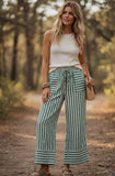 Woven Stripe Wide Leg Pant