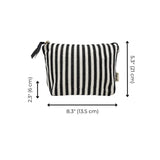 Striped Makeup Pouch, Coated Pink Lining