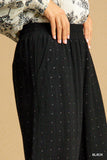 High Waisted Embellished Linen Pants - Black