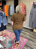 Leopard Knit Top with Bubble Sleeve