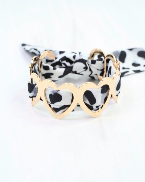 Evanston Heart Scarf Bracelet Gray Leopard