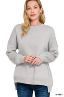 FLEECE HI-LOW BOYFRIEND SWEATSHIRT - Gray