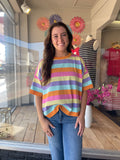 Multi Stripe Color Knitted Sweater Top