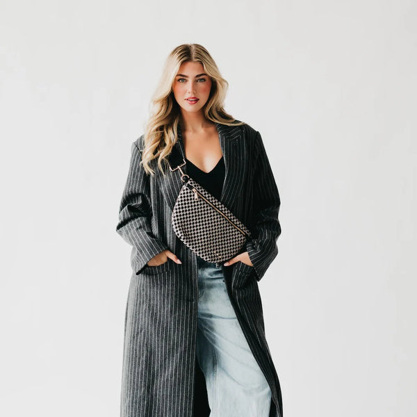 WESTLYN WOVEN BUM BAG - Black/Charcoal Check