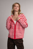 STRIPED SWEATER HOODED JACKET