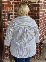 Striped Button Up - Indigo