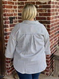 Striped Button Up - Indigo
