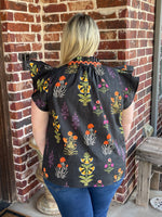 Botanical Flutter Sleeve - Black