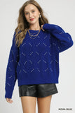 Pearl-Embellished Knit Sweater - Blue