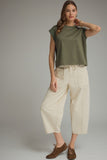 Round Neck Cap Sleeve Top - Olive