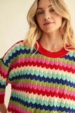 Zig Zag Sweater - Red Multi
