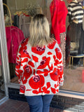 Floral Sweater with Mock Neck