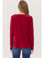 V-Neck Long Sleeve - Red