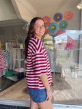 Striped Tee- Burgundy