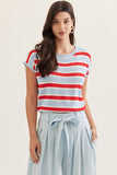 Brooklyn Striped Top with Cap Sleeve