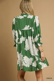 Floral Tiered Babydoll Dress - Green