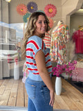 Brooklyn Striped Top with Cap Sleeve
