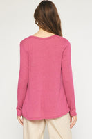 Ribbed VNeck LS Tee