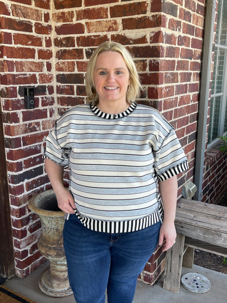 Striped Pullover - Gray
