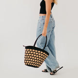 TIANA TWO TONE COLOR BLOCK STRAW BAG
