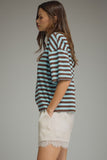 Striped Tee - Chocolate/Blue