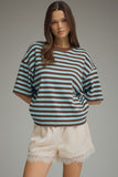 Striped Tee - Chocolate/Blue