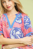 Floral V-Neck Puff Sleeve Top