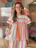 PRINTED COTTON GAUZE OVERSIZED TOP
