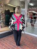 Abstract Print Poncho with Wrist Tie