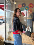Casual 3/4 Striped Top - Navy