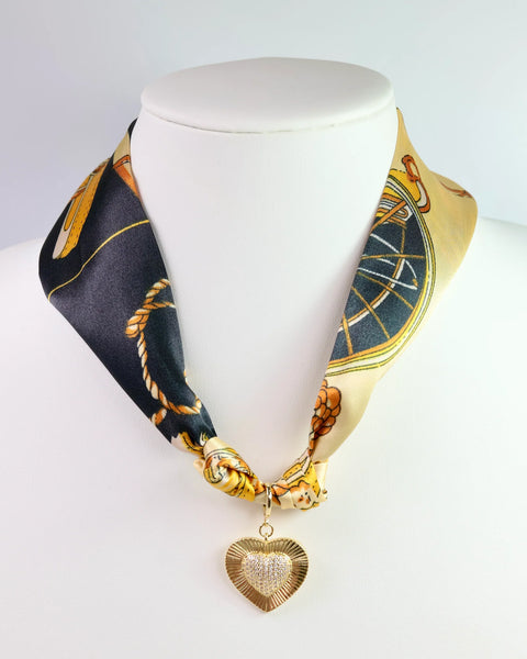 Lillie Scarf Charm Necklace BLACK GOLD