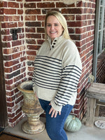 Striped Varsity Sweater with Buttons