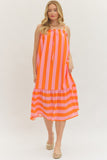 Sherbet Striped Dress - Orange