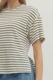 Textured Stripe Tee - White/Black