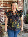 Botanical Flutter Sleeve - Black