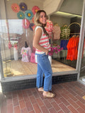 Stephi Striped Sweater Vest - Coral