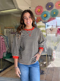 3/4 Sleeve Casual Striped Top