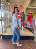 Striped Button Down Peplum Top
