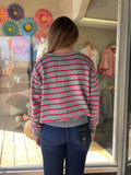V Neck Long Sleeve Stripe Print Sweater
