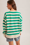 Oversized French Terry Striped Sweatshirt - Green