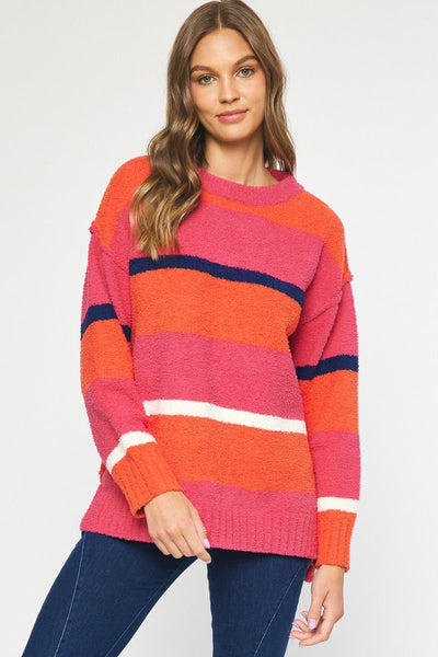 Colorblock Fuzzy Sweater