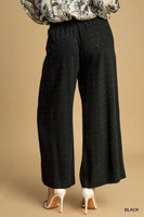 High Waisted Embellished Linen Pants - Black