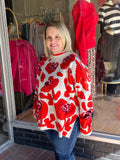 Floral Sweater with Mock Neck