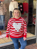Striped Heart Sweater