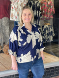 Peony Print High Neck Top