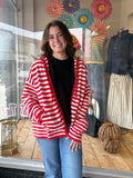 STRIPED SWEATER HOODED JACKET